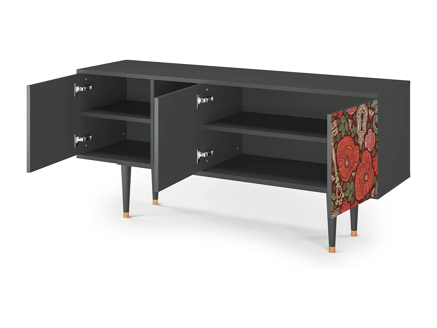 Mobile TV - 150х69х41 cm - T5 - Poppy Garden, Antracite