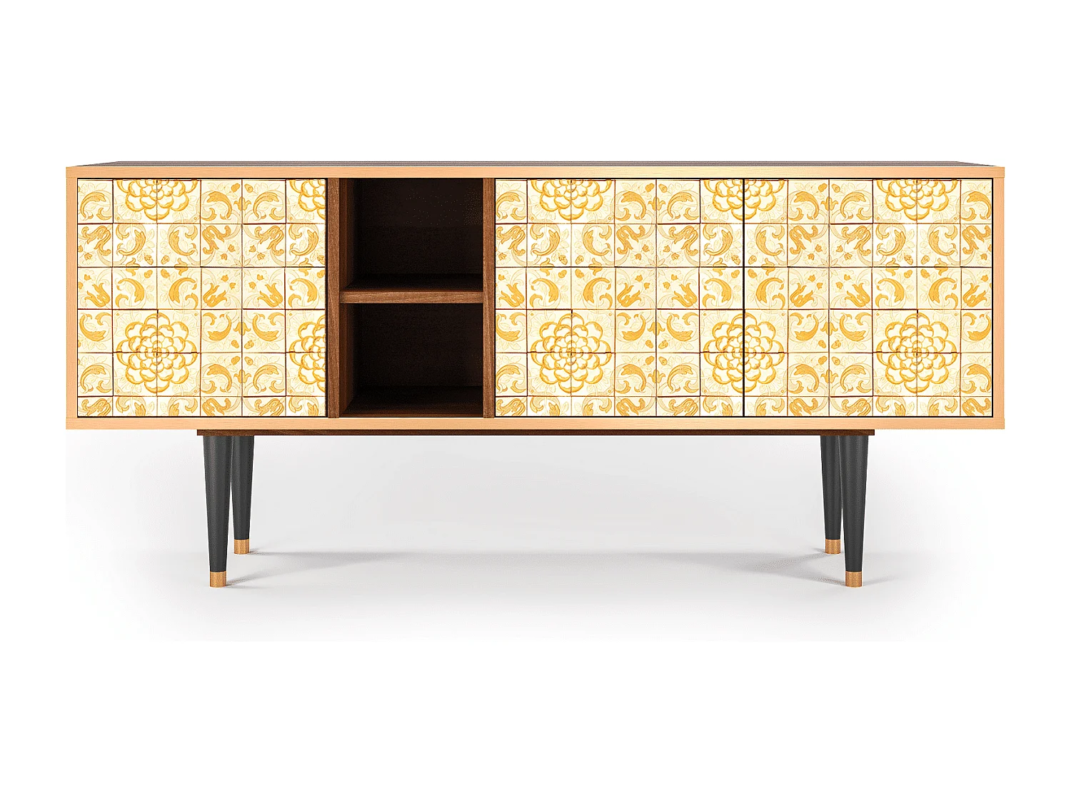 Szafka RTV - 150х69х41 cm - T5 - Sunshiny Tile, Orzech