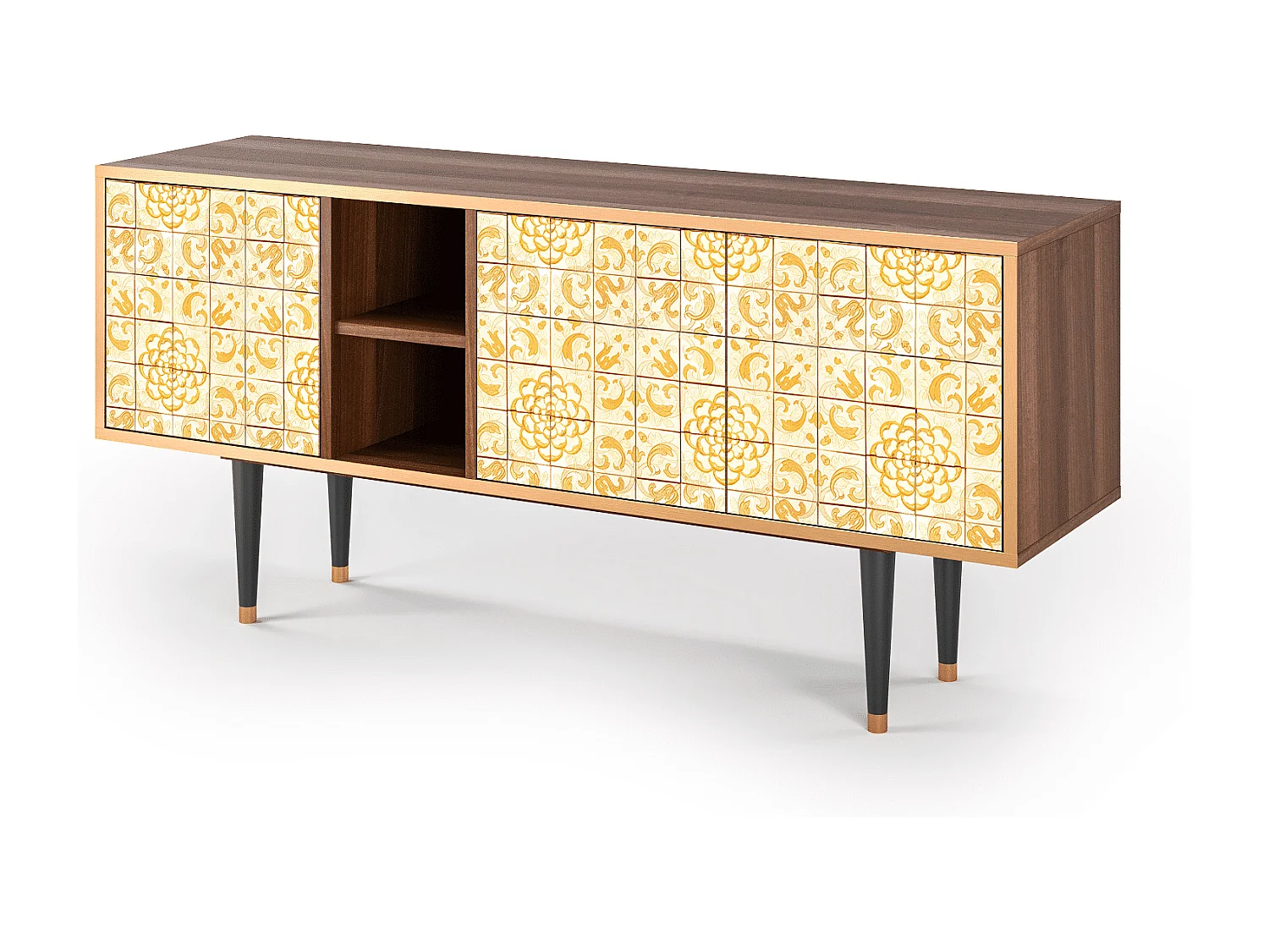 Szafka RTV - 150х69х41 cm - T5 - Sunshiny Tile, Orzech