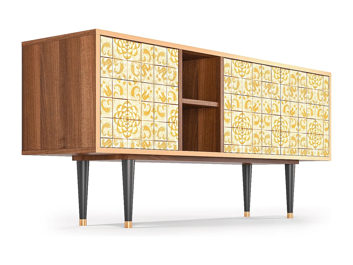 Szafka RTV - 150х69х41 cm - T5 - Sunshiny Tile, Orzech