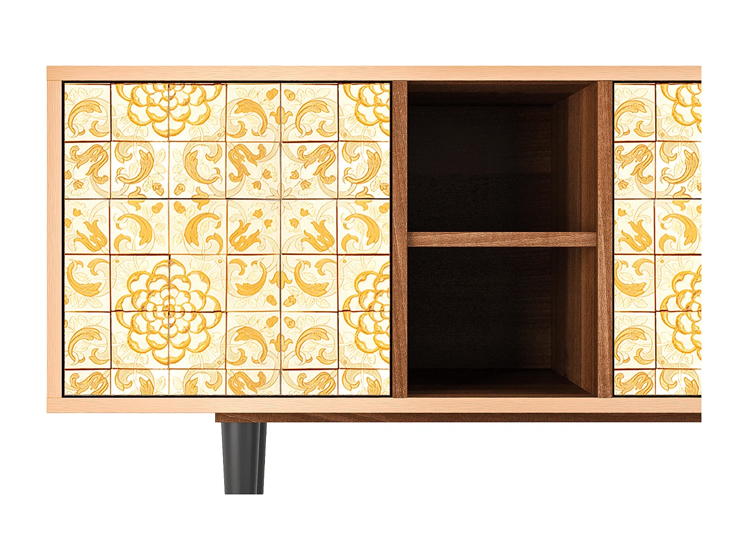 Szafka RTV - 150х69х41 cm - T5 - Sunshiny Tile, Orzech