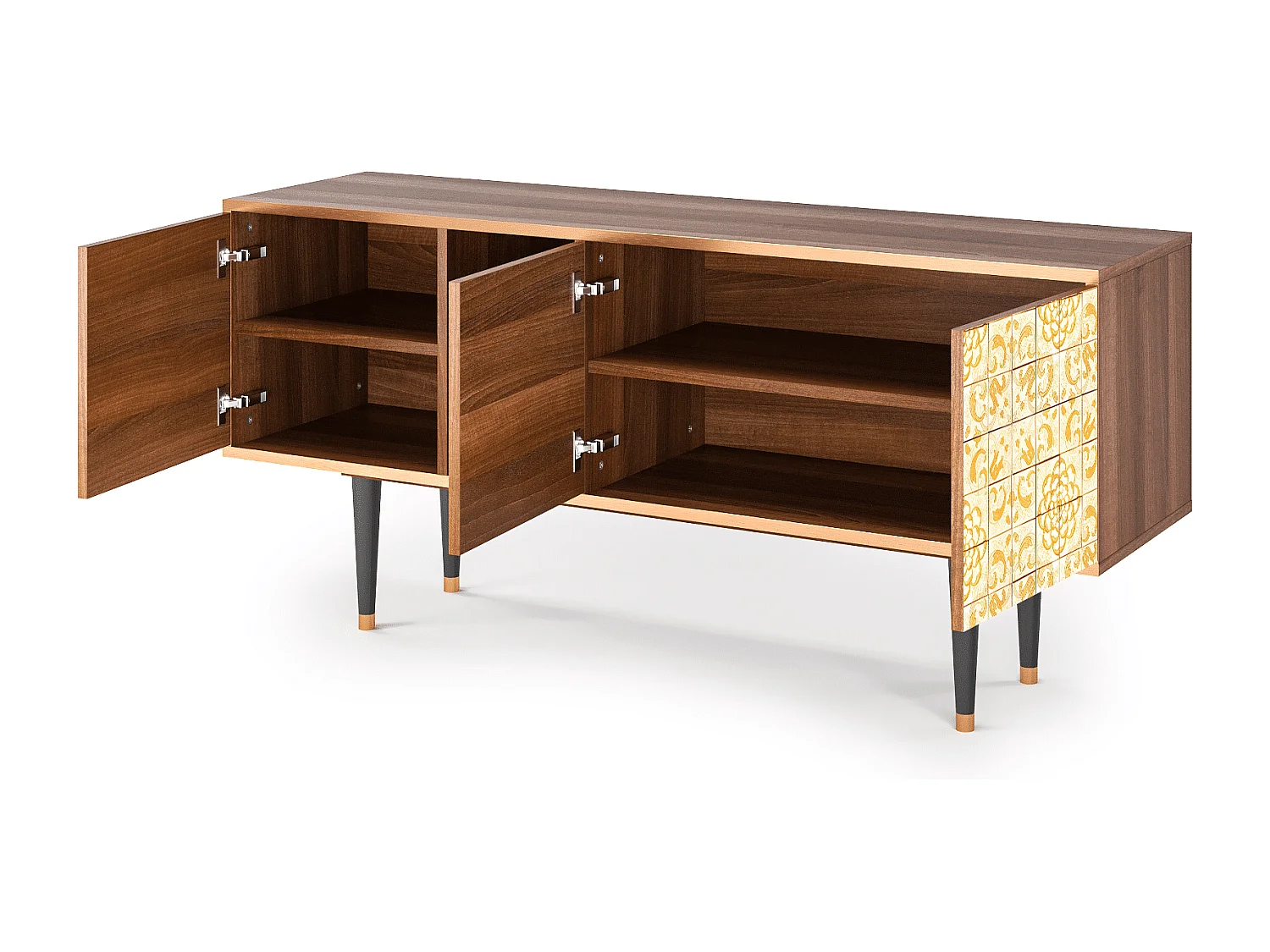 Szafka RTV - 150х69х41 cm - T5 - Sunshiny Tile, Orzech