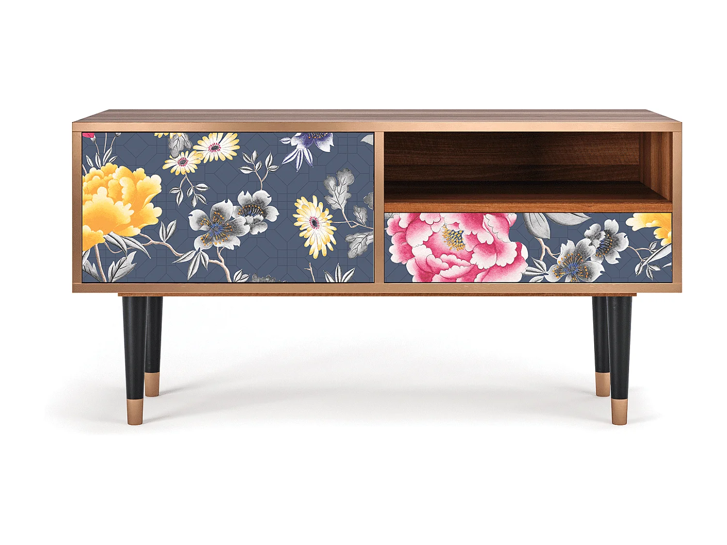 Mobile TV - 115х59х48 cm - T3 - Dark Flower Bed, Noce