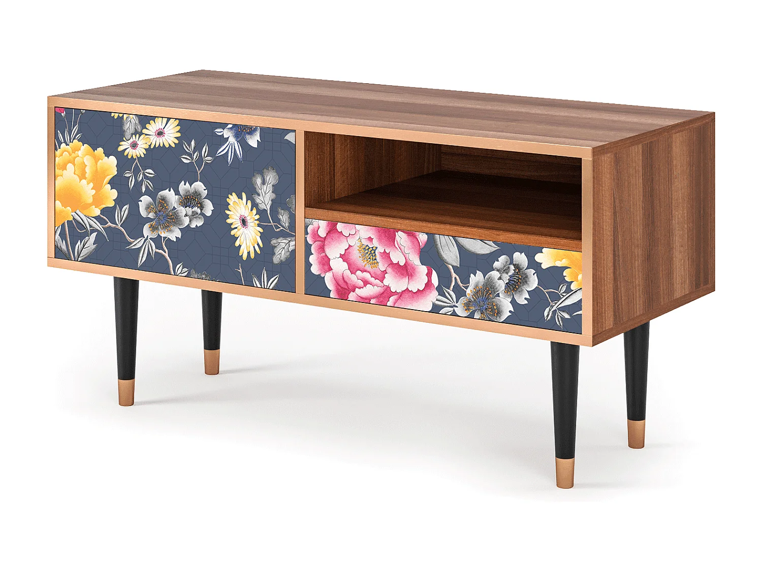 Mobile TV - 115х59х48 cm - T3 - Dark Flower Bed, Noce