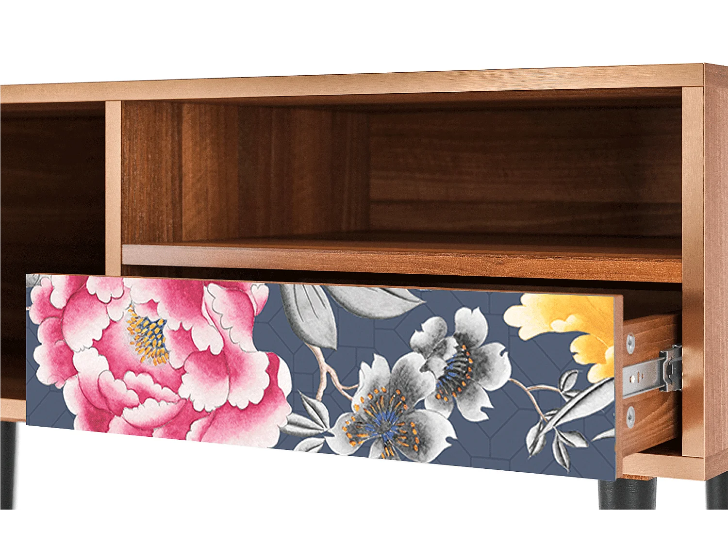 Meuble TV - 115х59х48 cm - T3 - Dark Flower Bed, Noyer