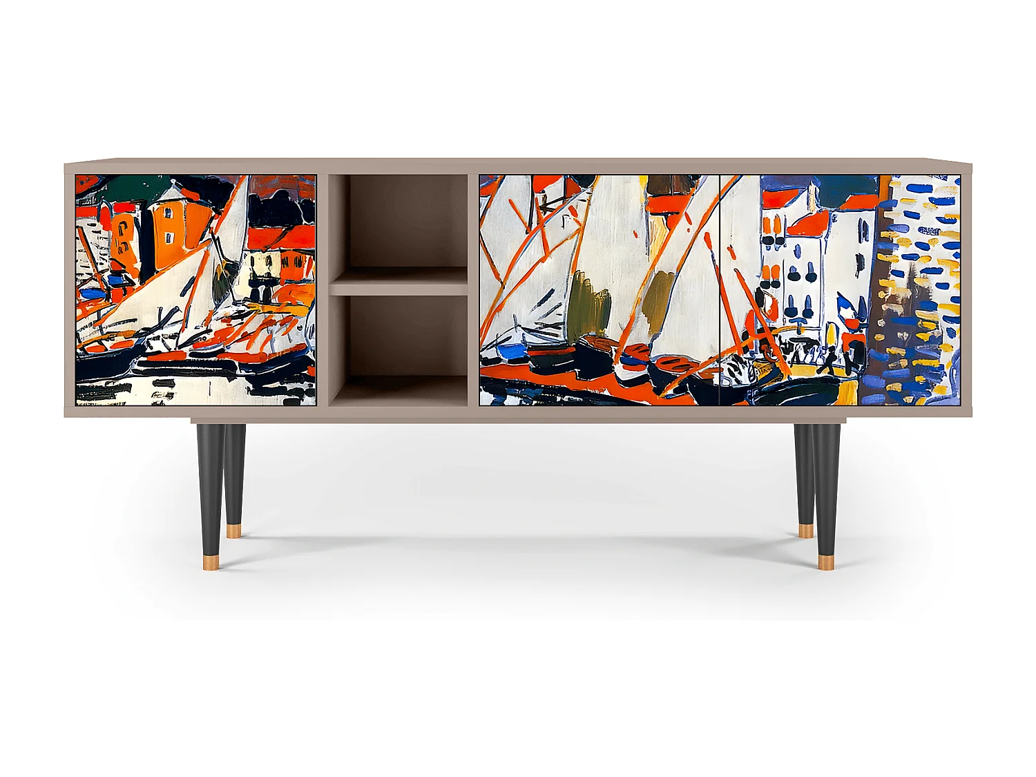 Szafka RTV - 150х69х41 cm - T5 - The Port of Collioure , Latte