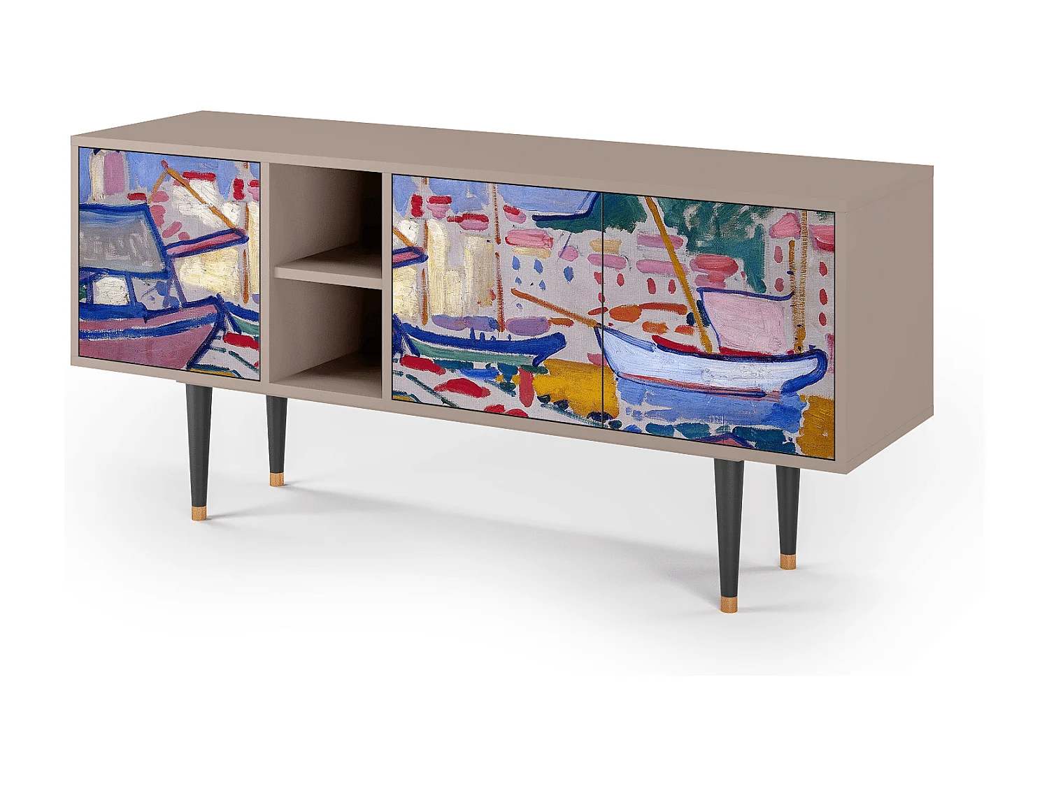 Szafka RTV - 150х69х41 cm - T5 - The Port of Collioure , Latte