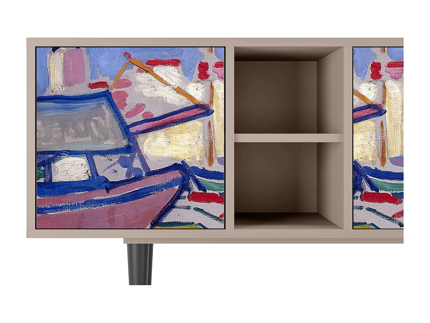 Szafka RTV - 150х69х41 cm - T5 - The Port of Collioure , Latte