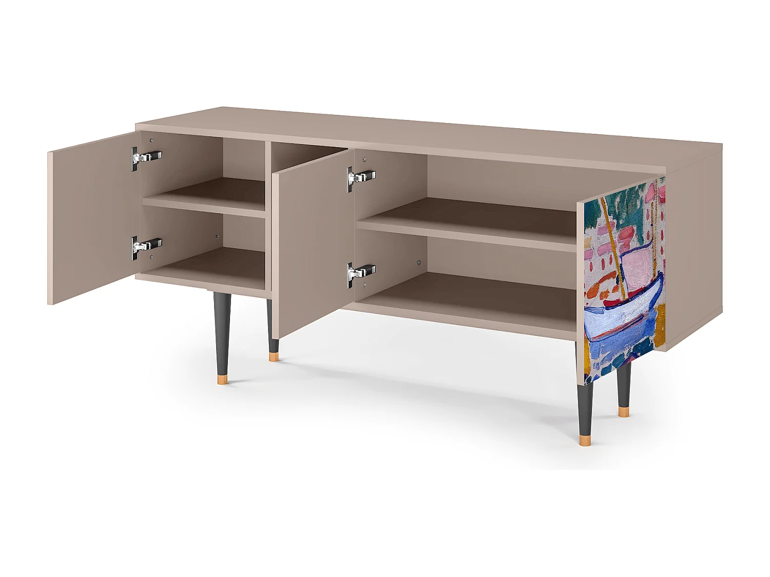 Szafka RTV - 150х69х41 cm - T5 - The Port of Collioure , Latte