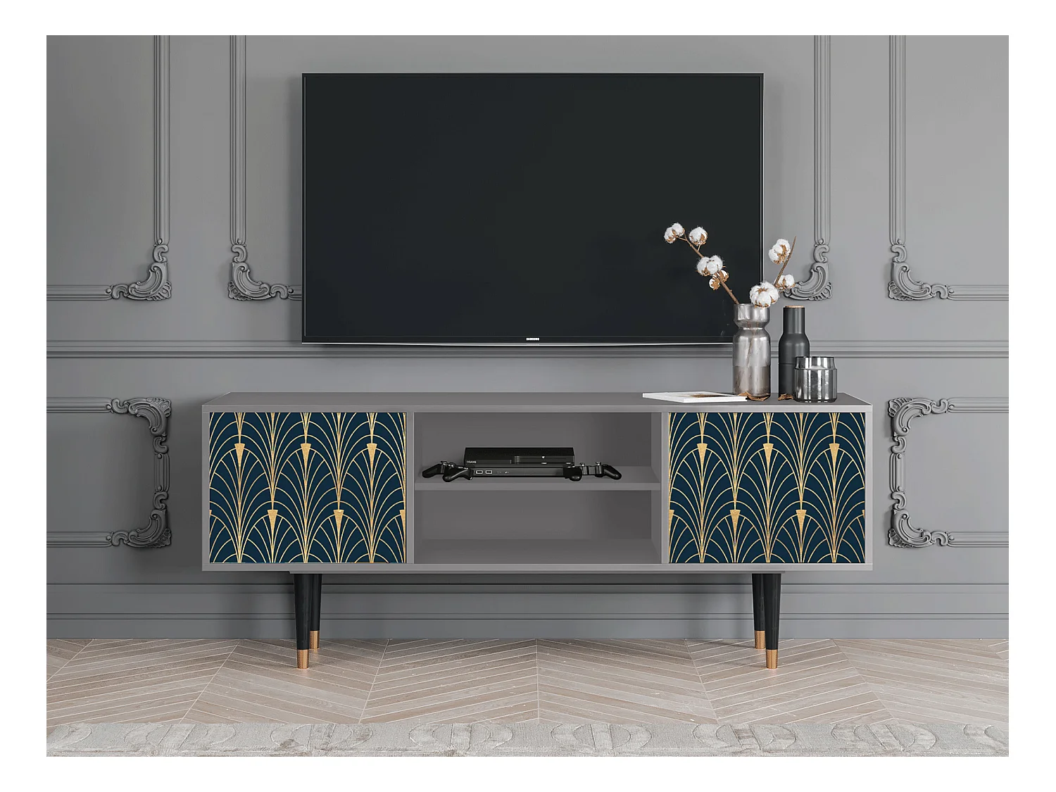 Meuble TV - 170х69х48 cm - T2 - Flower of the Nile, Gris