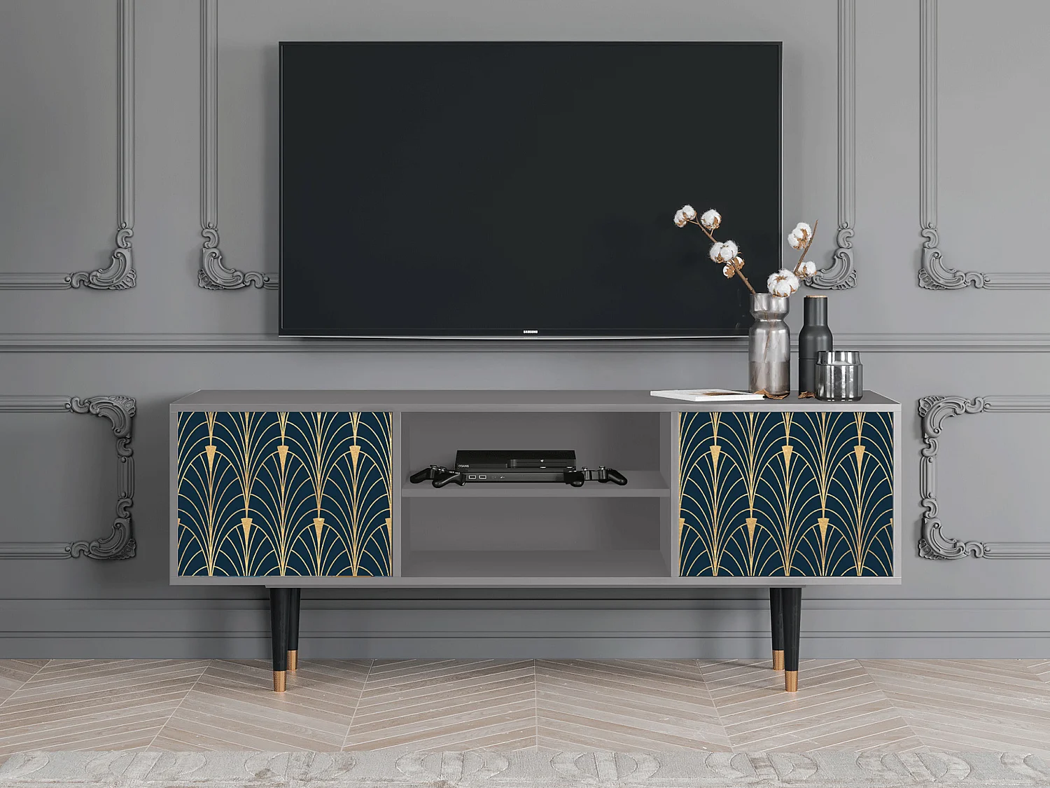 Mueble de TV - 170х69х48 cm - T2 - Flower of the Nile, Gris