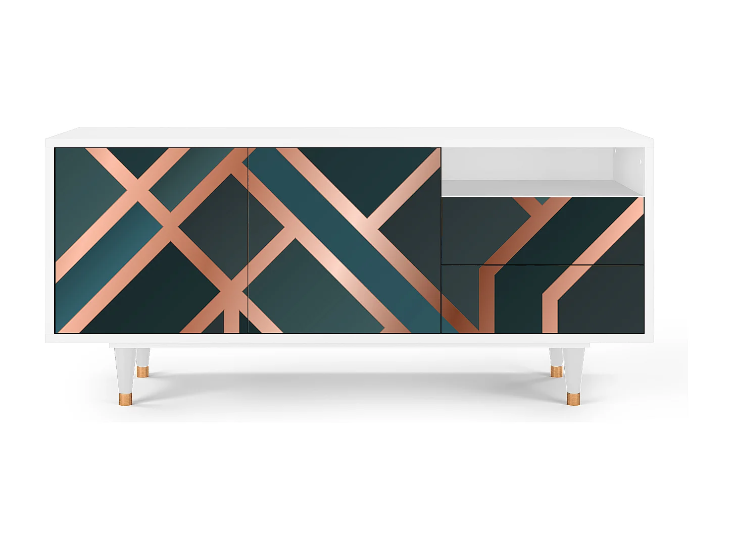 Meuble TV - 125х56х41 cm - T7 - Bronze Crossroad, Blanc