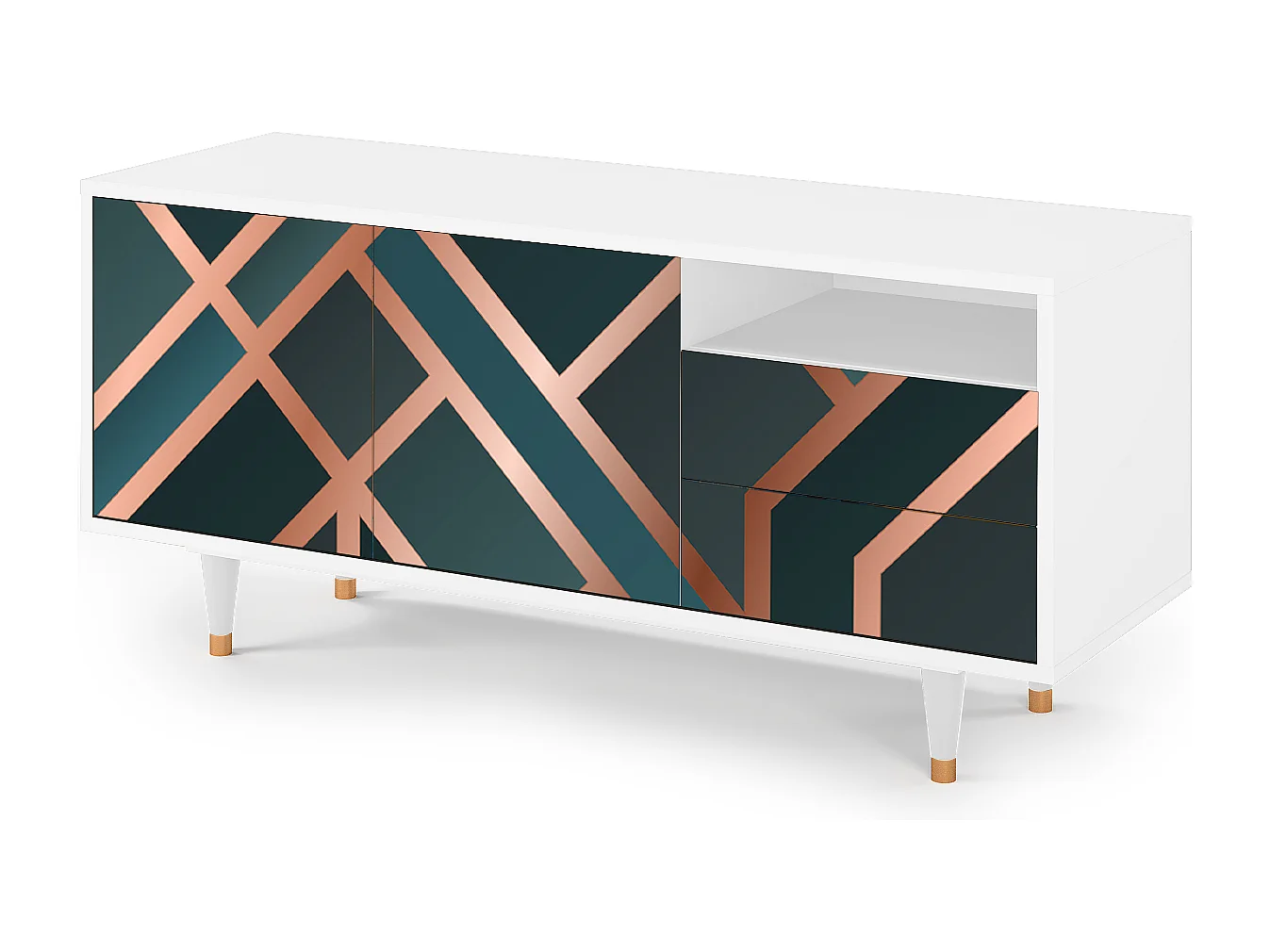 Meuble TV - 125х56х41 cm - T7 - Bronze Crossroad, Blanc