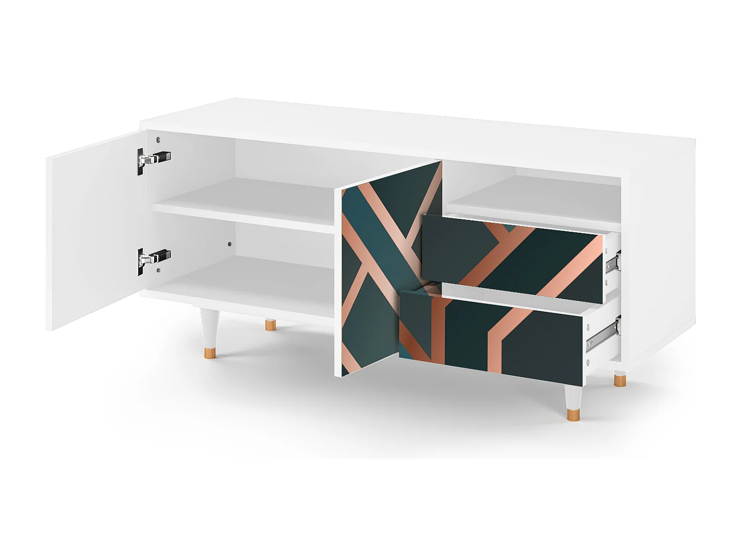 Meuble TV - 125х56х41 cm - T7 - Bronze Crossroad, Blanc