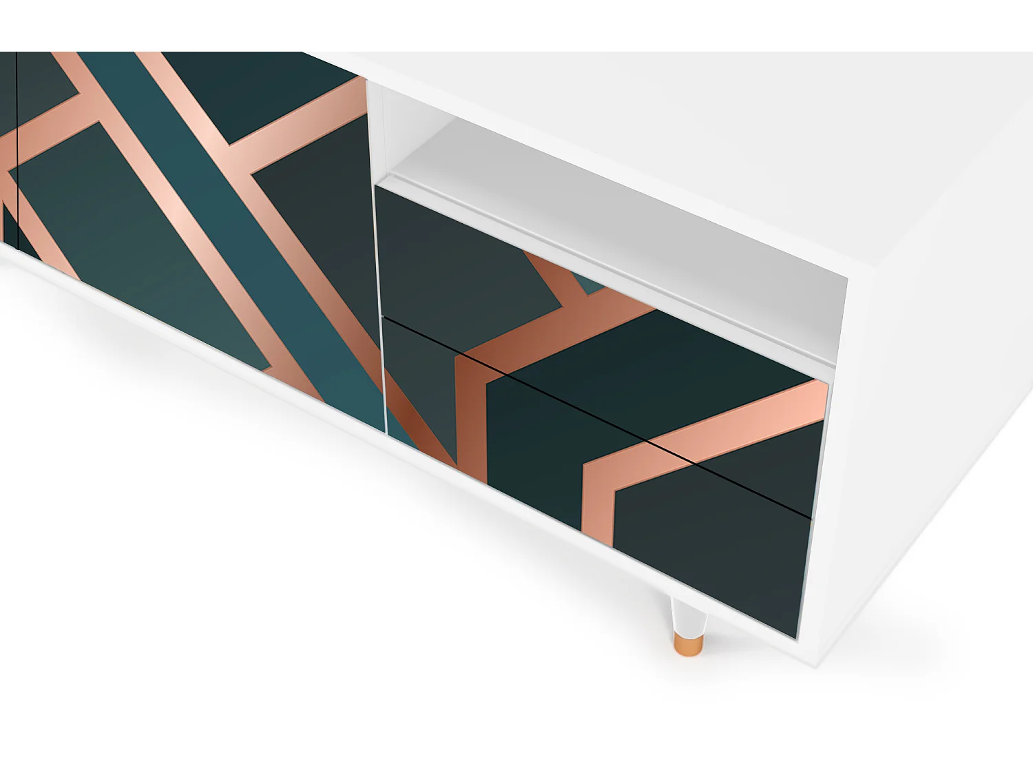 Szafka RTV - 125х56х41 cm - T7 - Bronze Crossroad, Biały