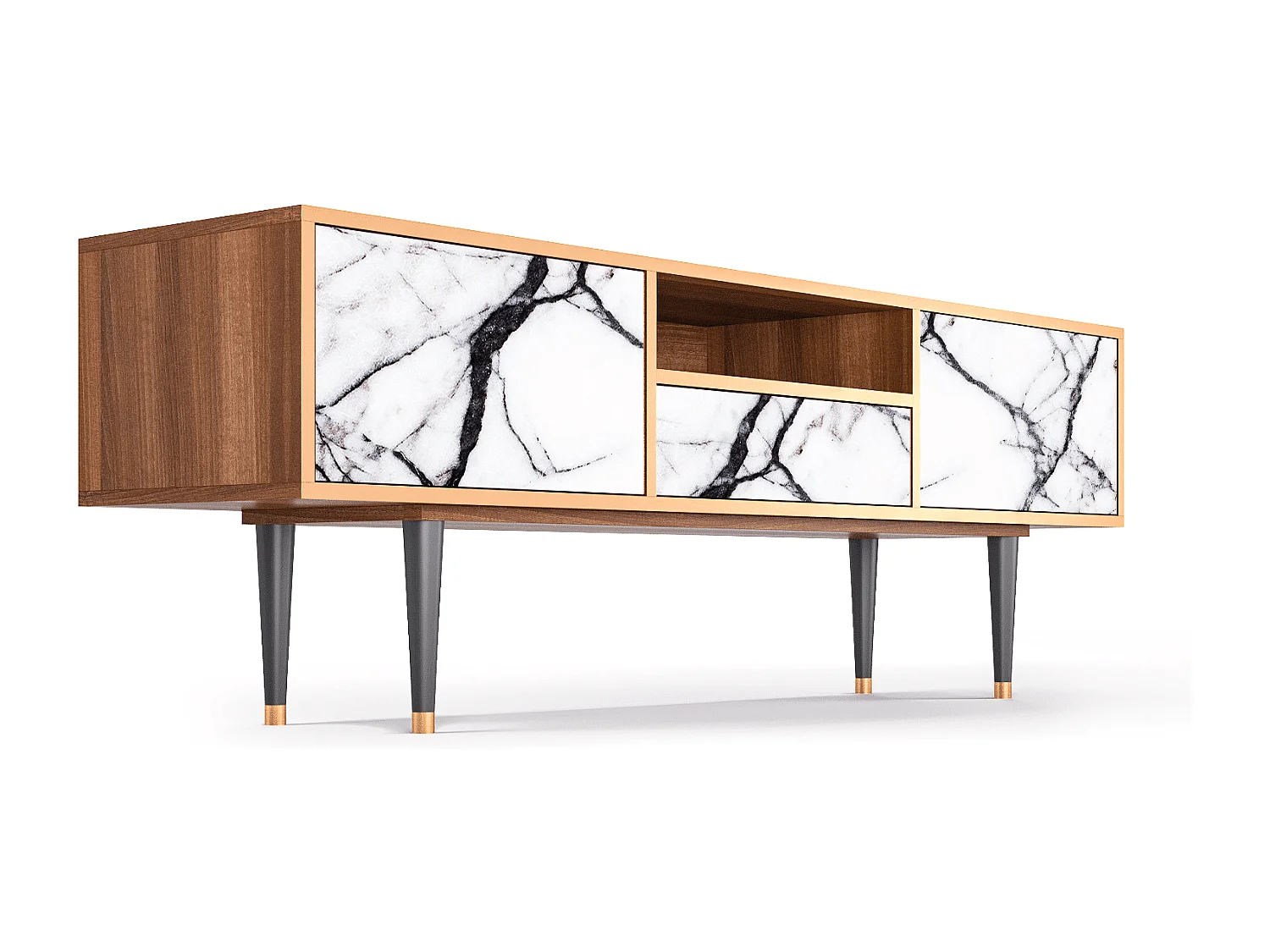 TV-Möbel - 170х59х41 cm - T6 - Raven Marble, Walnuss