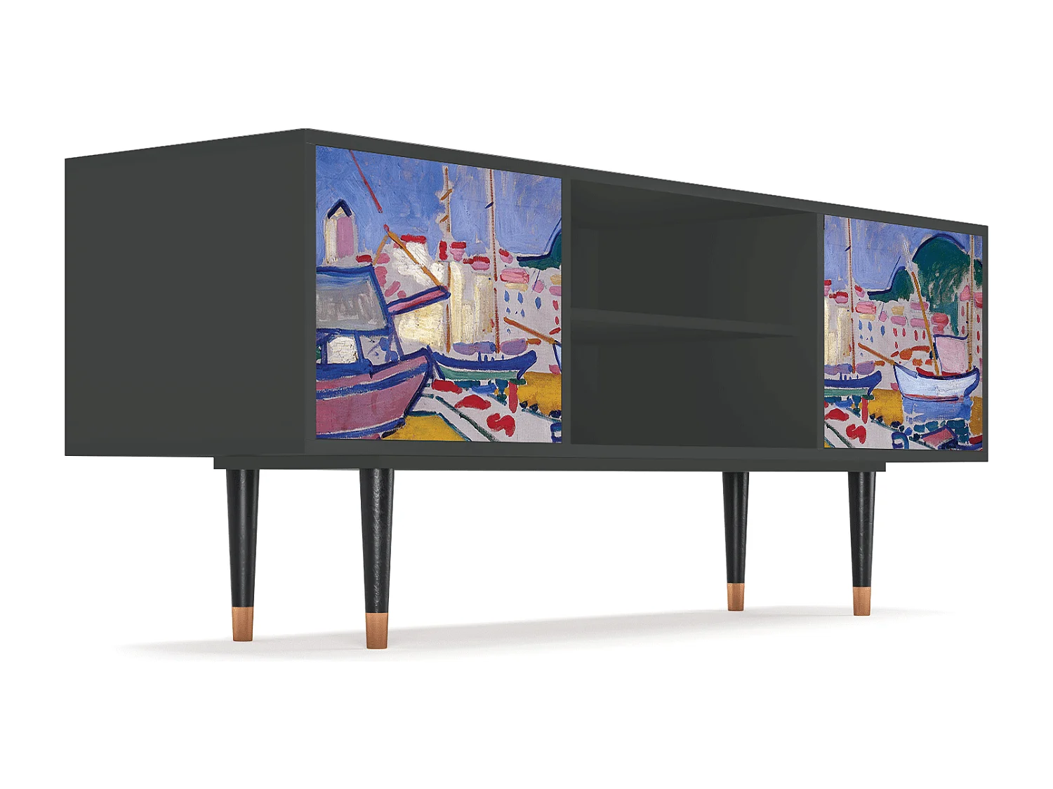 Szafka RTV - 170х69х48 cm - T2 - The Port of Collioure , Antracyt