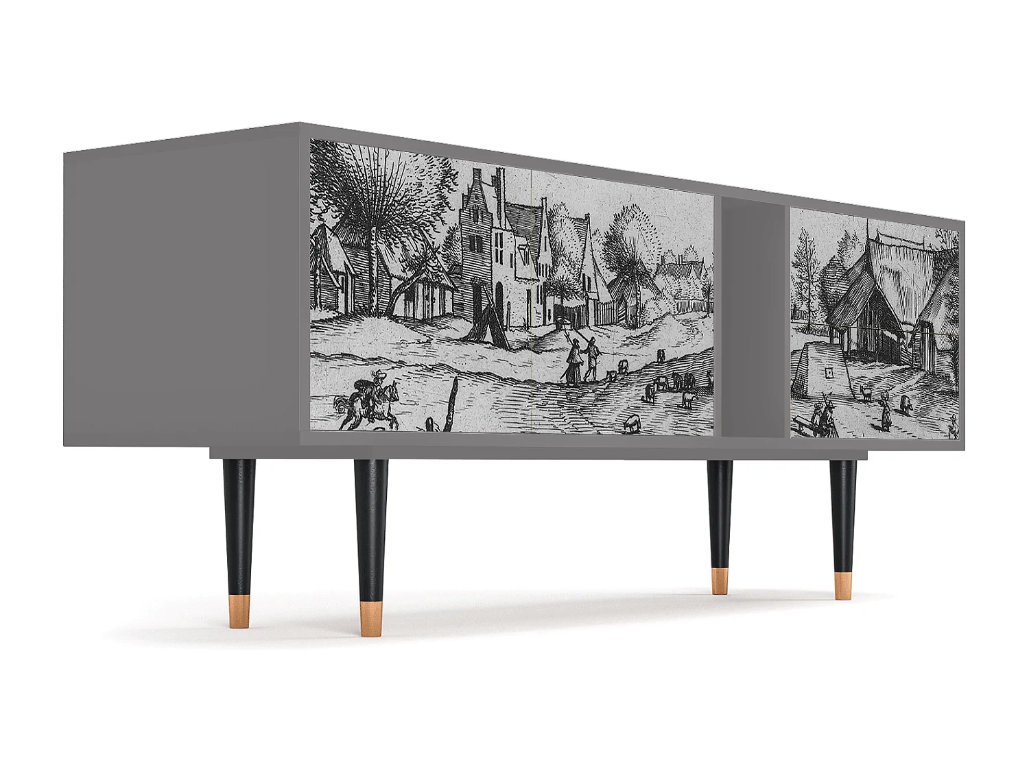 Mobile TV - 170х69х48 cm - T1 - Country Village, Grigio