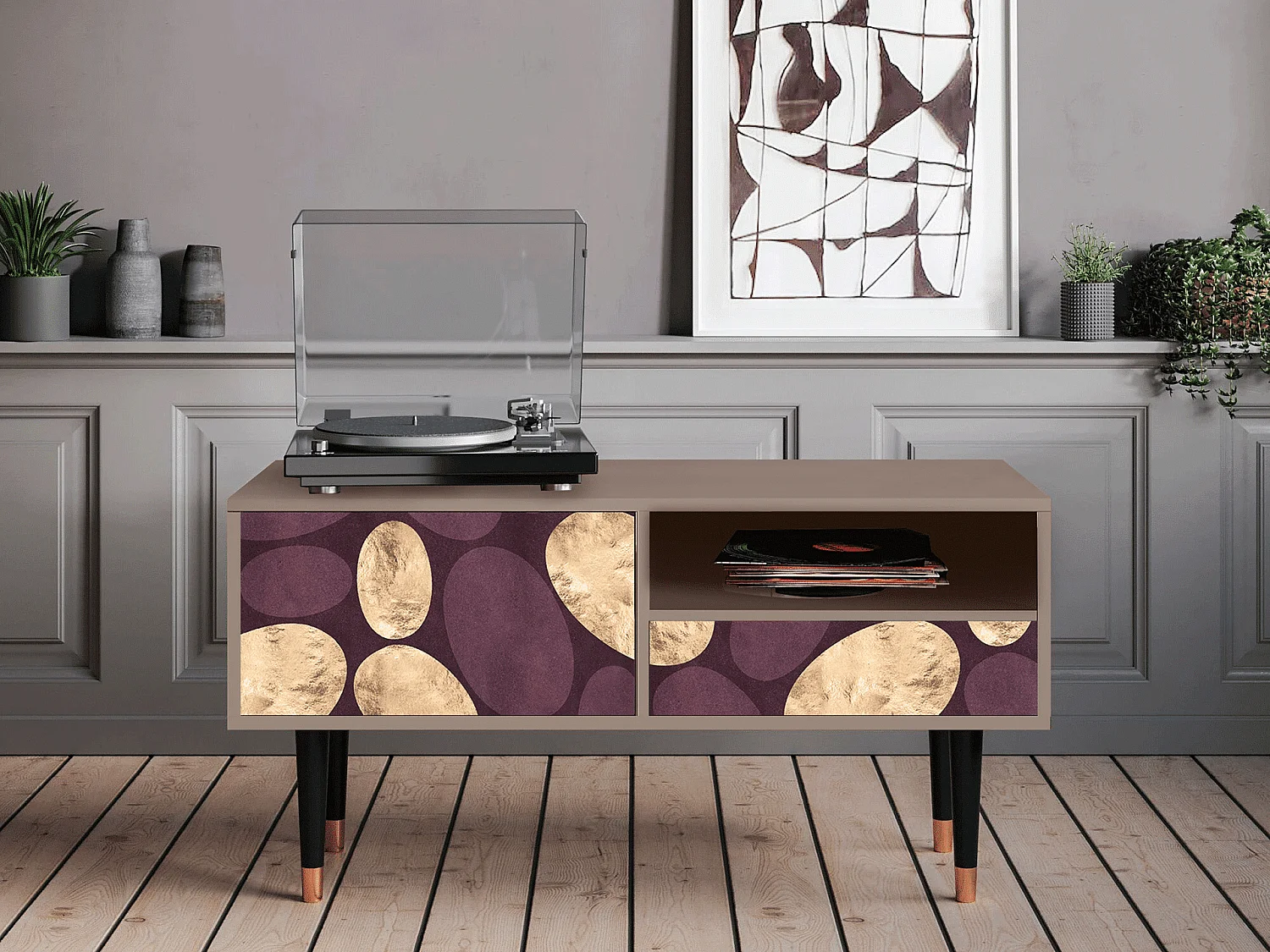 Szafka RTV - 115х59х48 cm - T3 - Fine Wine, Latte