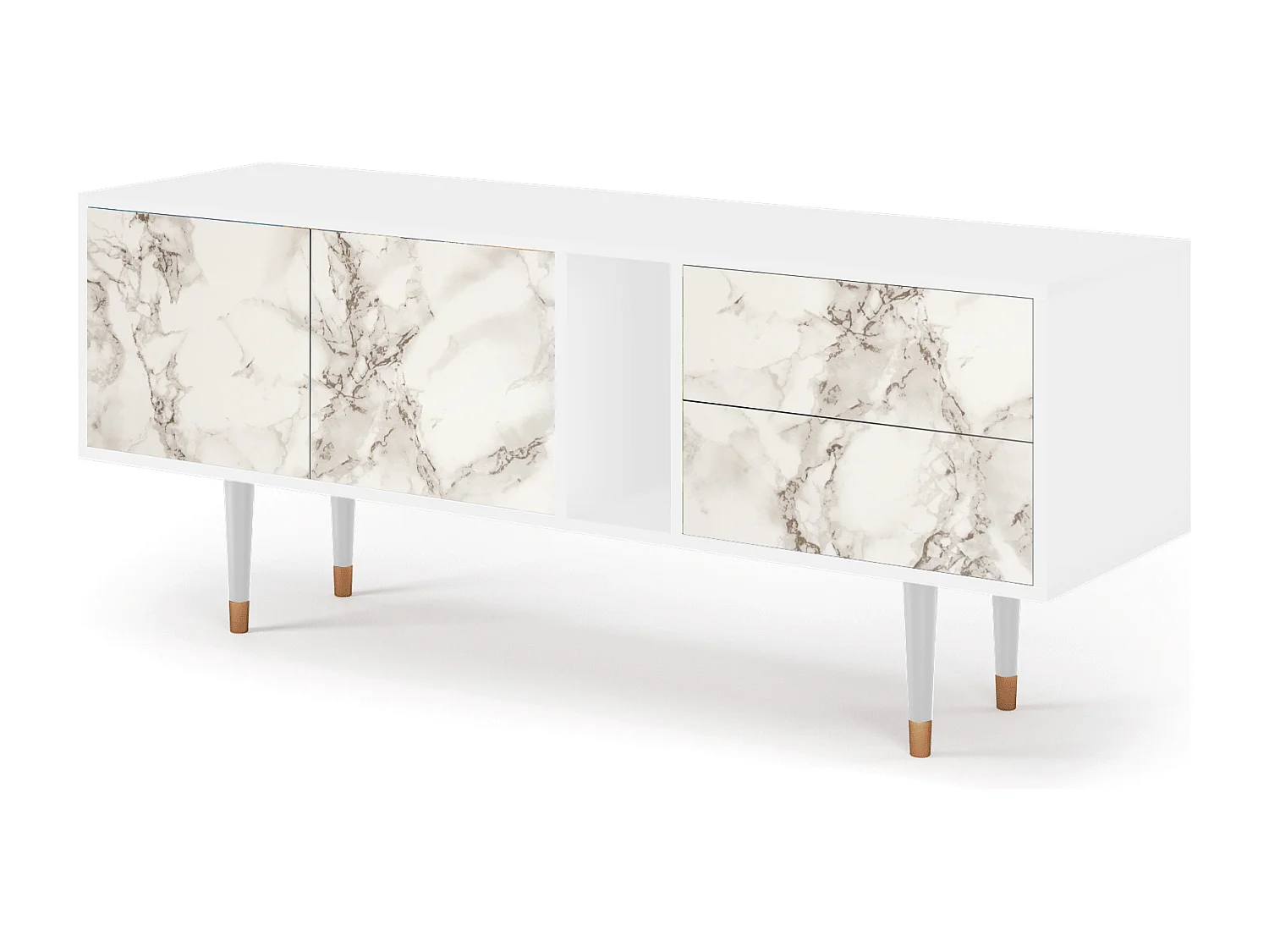 Meuble TV - 170х69х48 cm - T1 - Milk Marble, Blanc