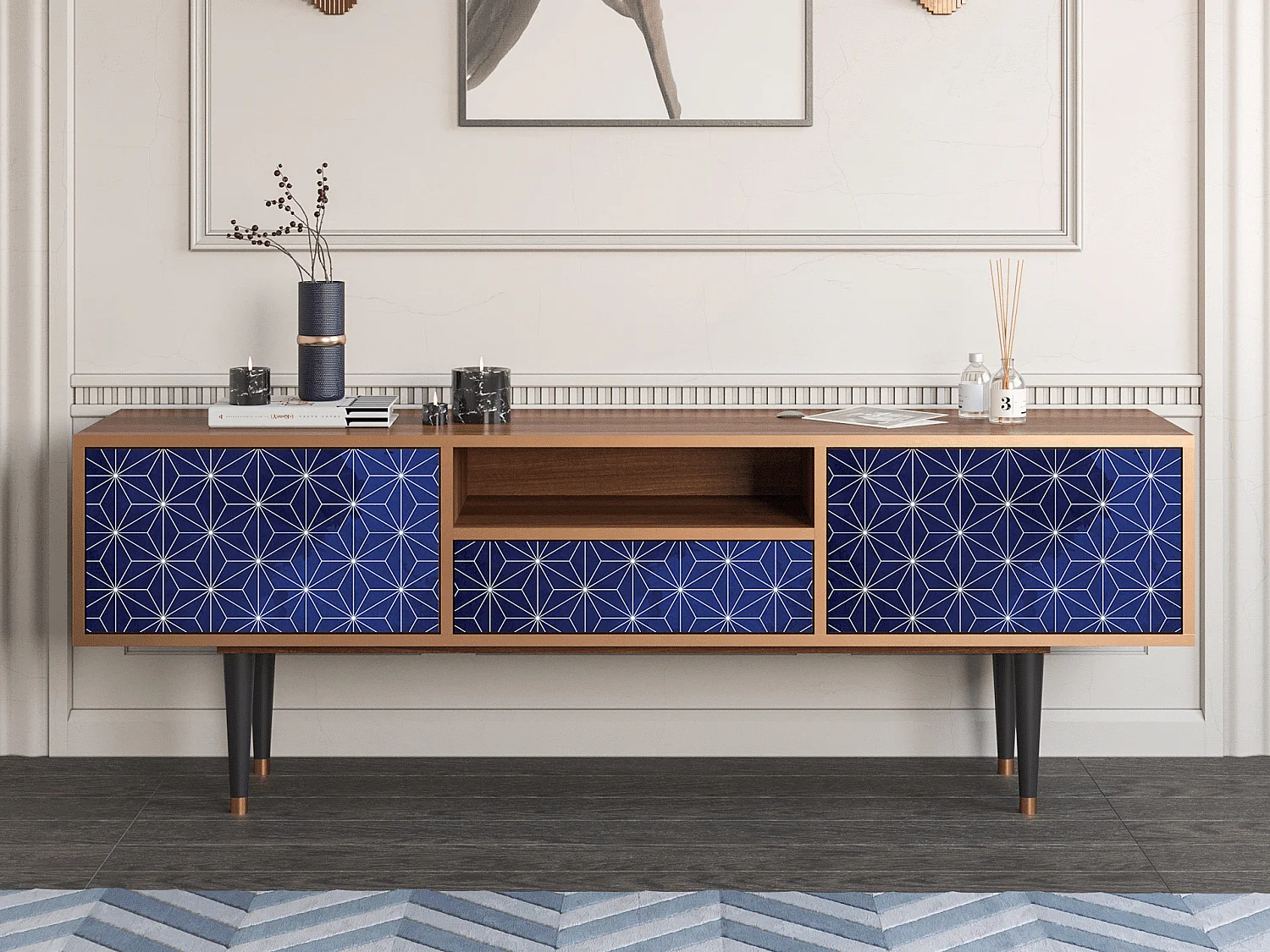 Mueble de TV - 170х59х41 cm - T6 - Milky Way, Nogal