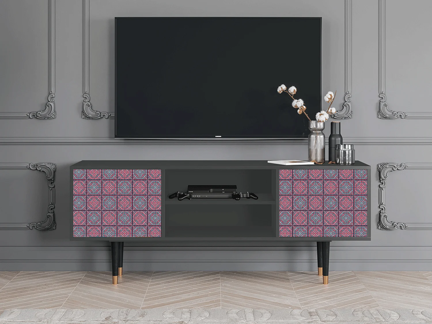 TV-meubel - 170х69х48 cm - T2 - Riviera Mosaic, Antraciet