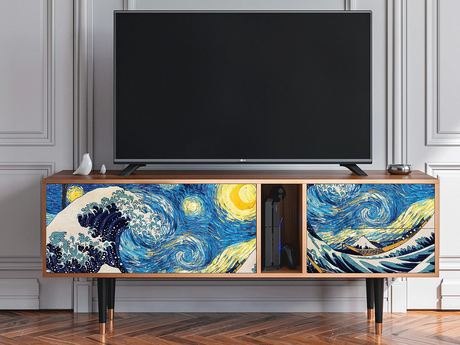 Mueble de TV - 170х69х48 cm - T1 - Great Wave, Nogueira