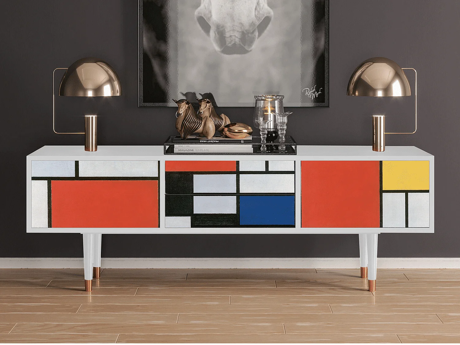 Mueble de TV - 170х59х48 cm - T4 - Composition, Blanco