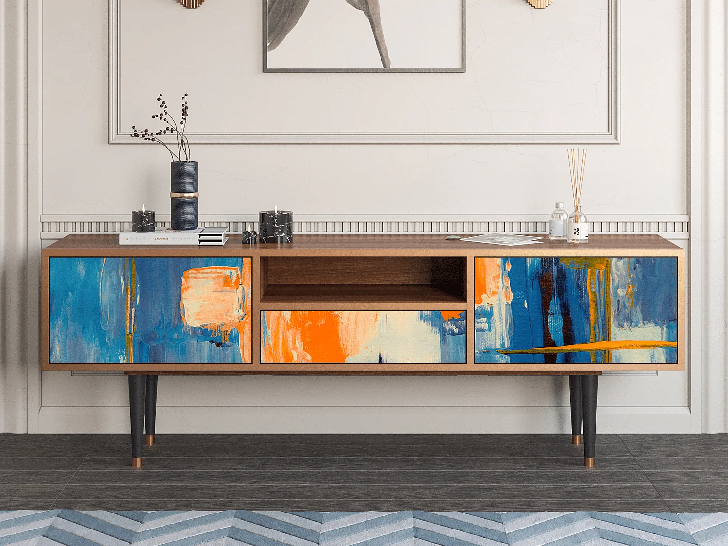 TV-Möbel - 170х59х41 cm - T6 - Abstract Expressionism, Walnuss