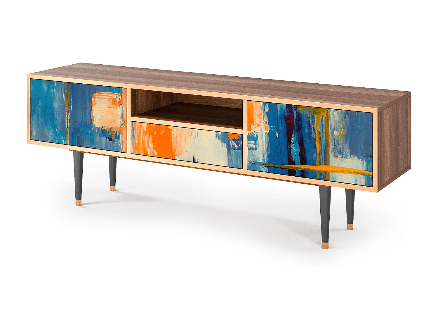 Meuble TV - 170х59х41 cm - T6 - Abstract Expressionism, Noyer