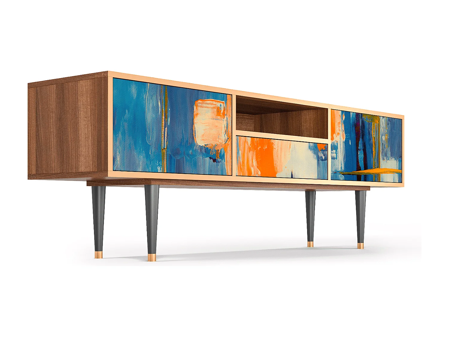 Meuble TV - 170х59х41 cm - T6 - Abstract Expressionism, Noyer