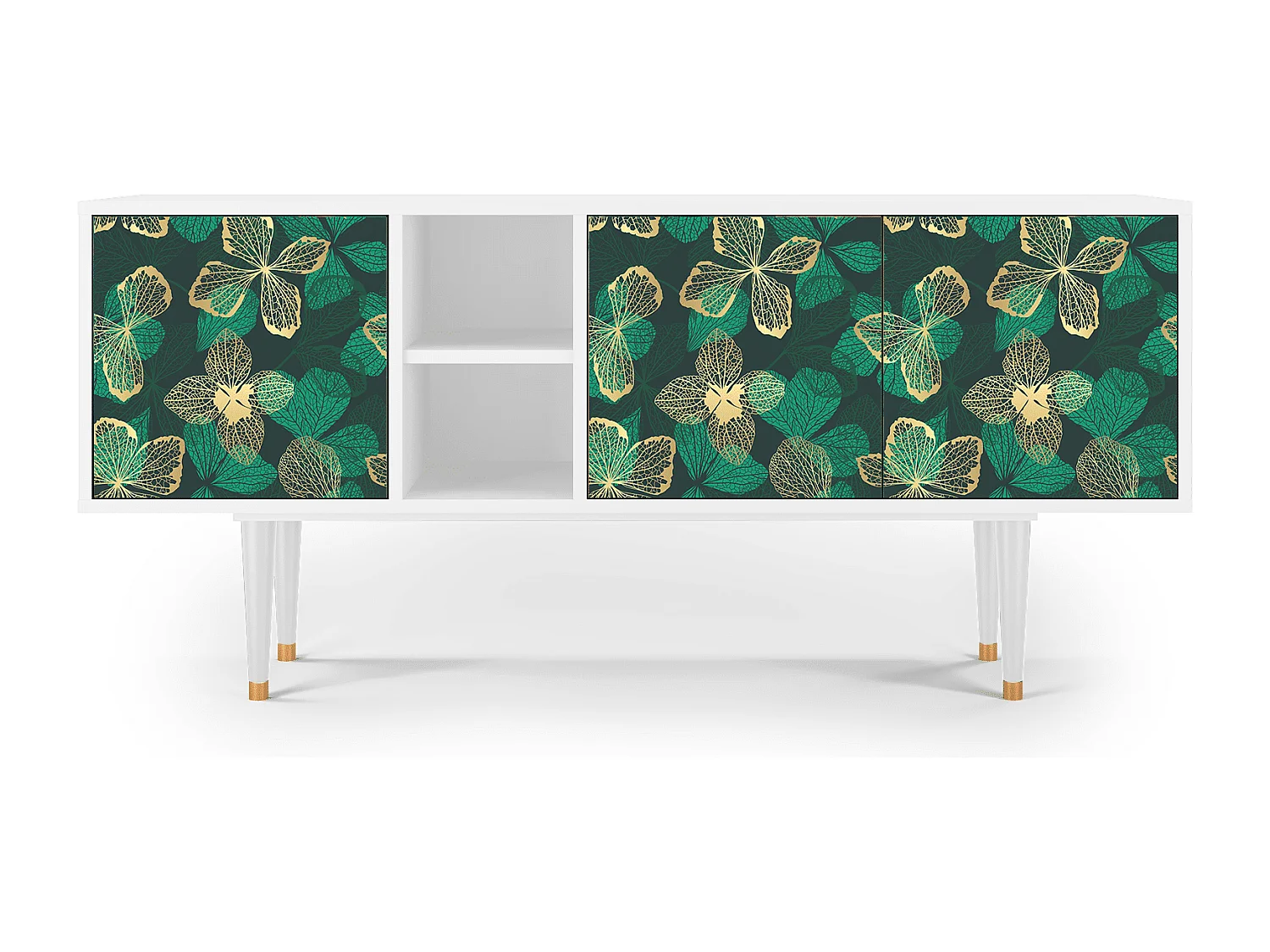 Szafka RTV - 150х69х41 cm - T5 - Green Flower, Biały