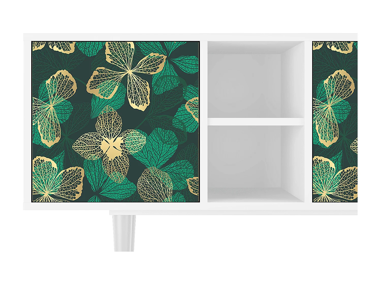 Szafka RTV - 150х69х41 cm - T5 - Green Flower, Biały