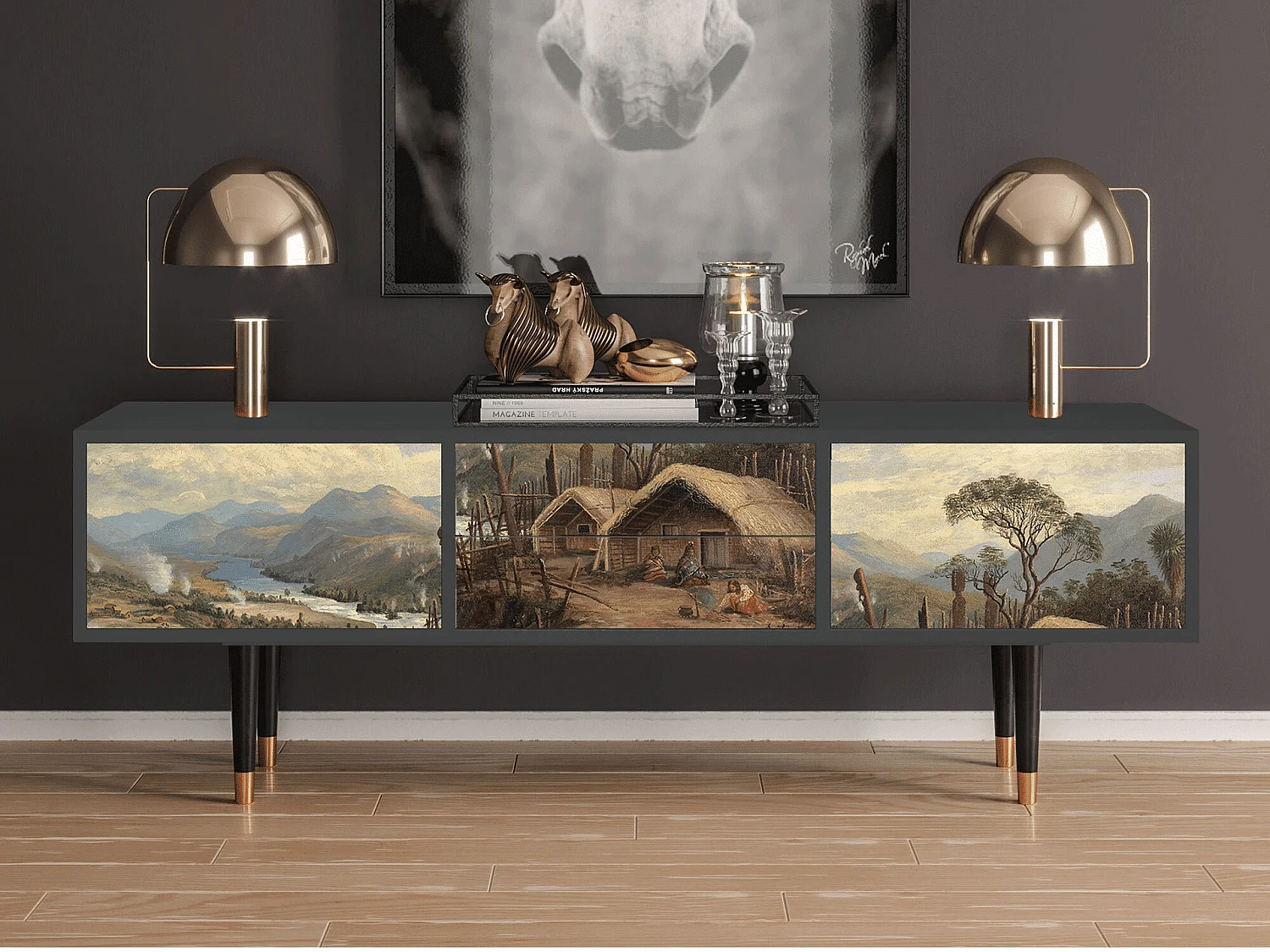 Meuble TV - 170х59х48 cm - T4 - View Across the Plains , Anthracite