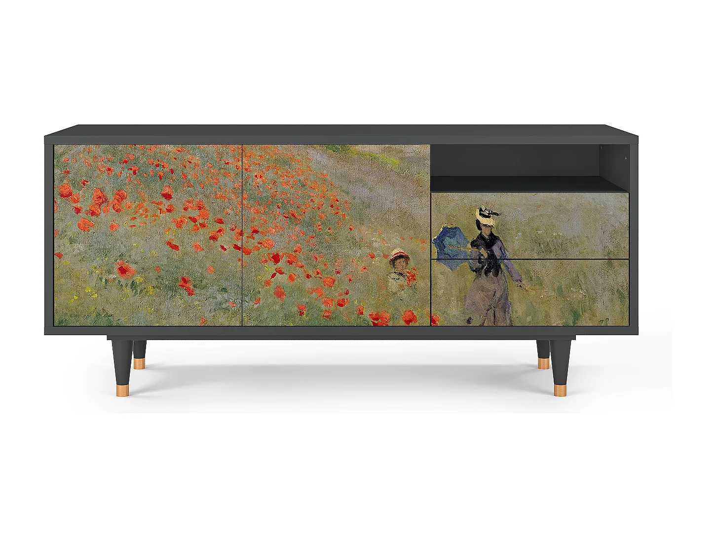 TV-meubel - 125х56х41 cm - T7 - The Poppy Field   , Antraciet