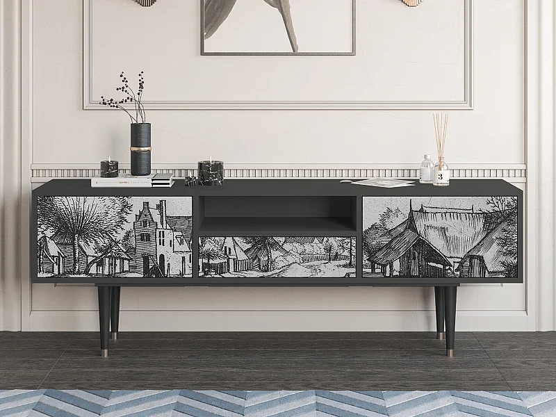 TV-meubel - 170х59х41 cm - T6 - Country Village, Antraciet