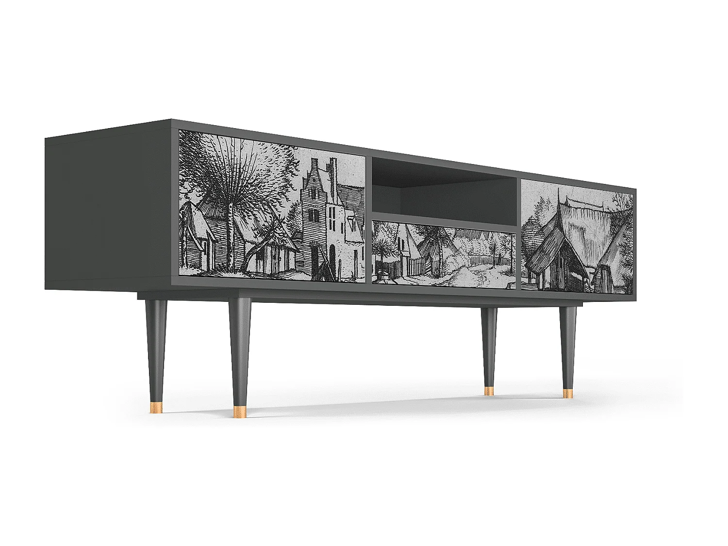 Meuble TV - 170х59х41 cm - T6 - Country Village, Anthracite