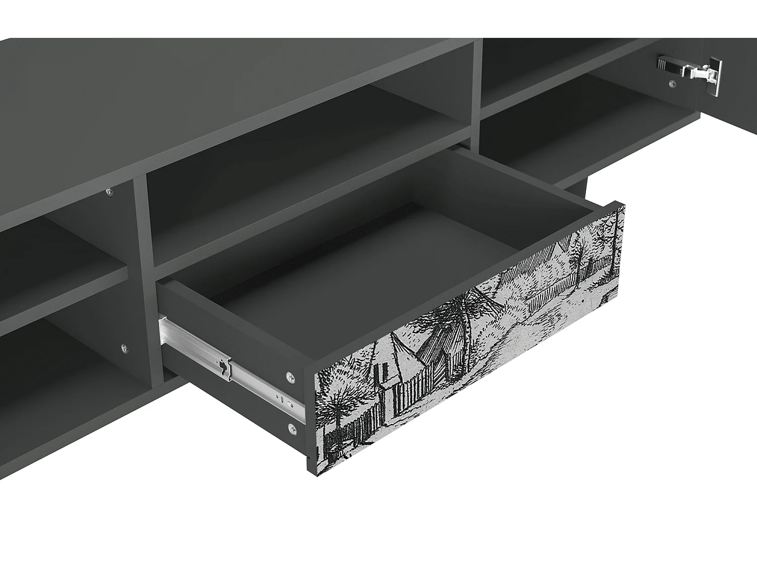 Mueble de TV - 170х59х41 cm - T6 - Country Village, Antracita