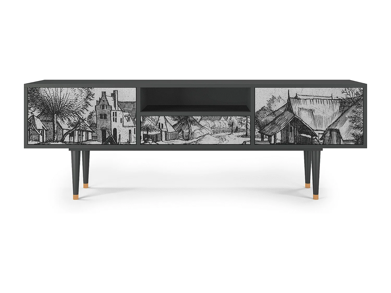 Meuble TV - 170х59х41 cm - T6 - Country Village, Anthracite
