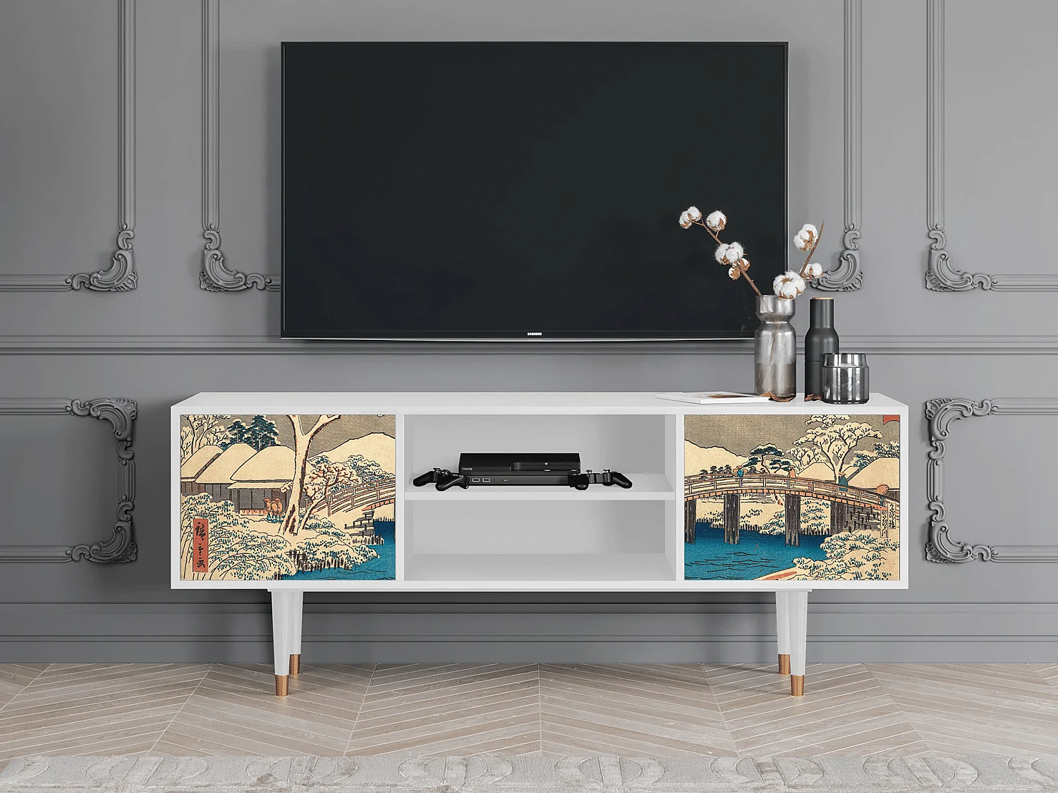 Mobile TV - 170х69х48 cm - T2 - Katabira River, Bianco