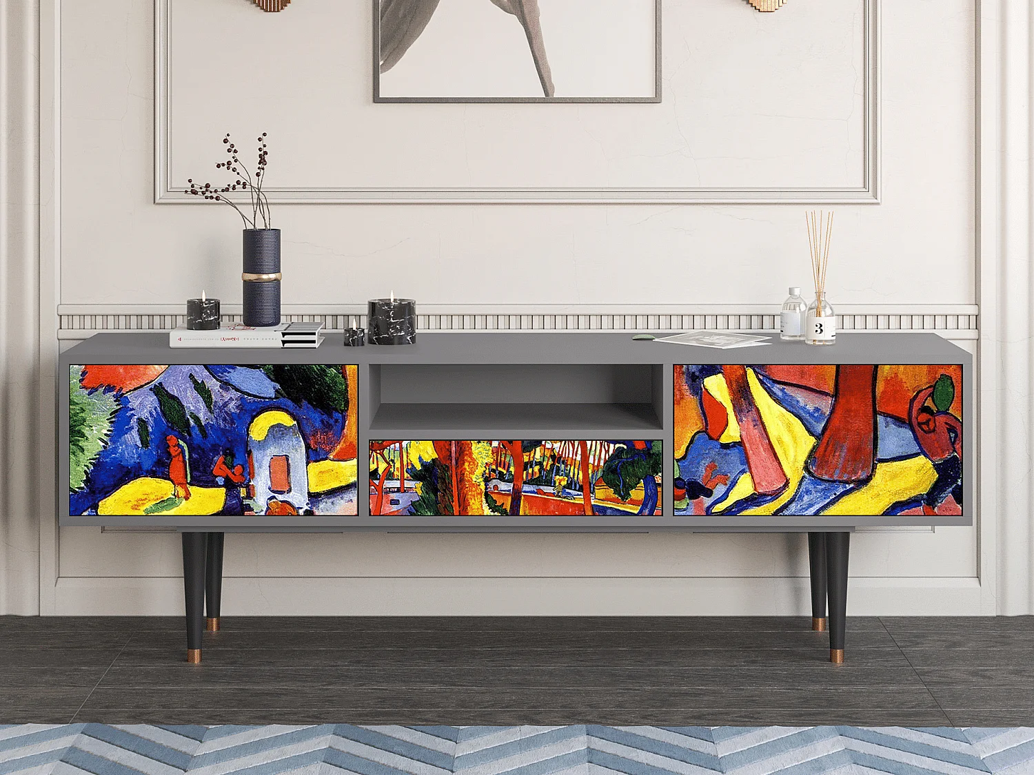 Szafka RTV - 170х59х41 cm - T6 - The Turning Road, Szary