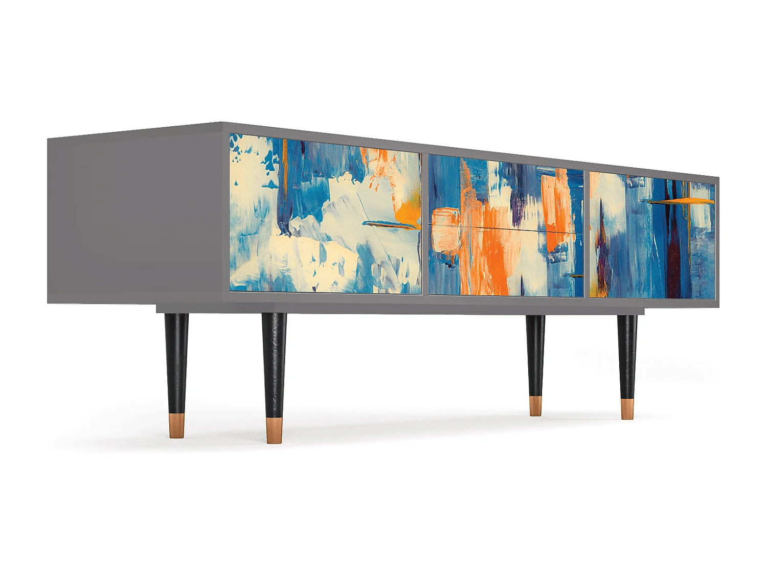 Meuble TV - 170х59х48 cm - T4 - Abstract Expressionism, Gris