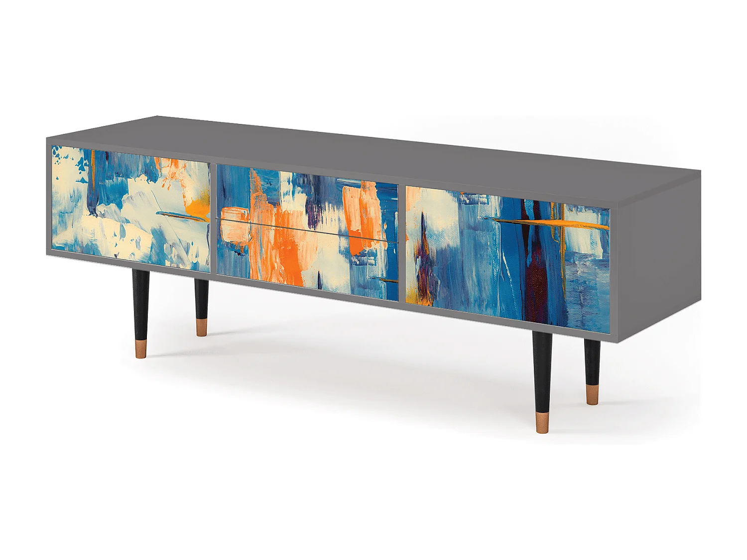 Meuble TV - 170х59х48 cm - T4 - Abstract Expressionism, Gris