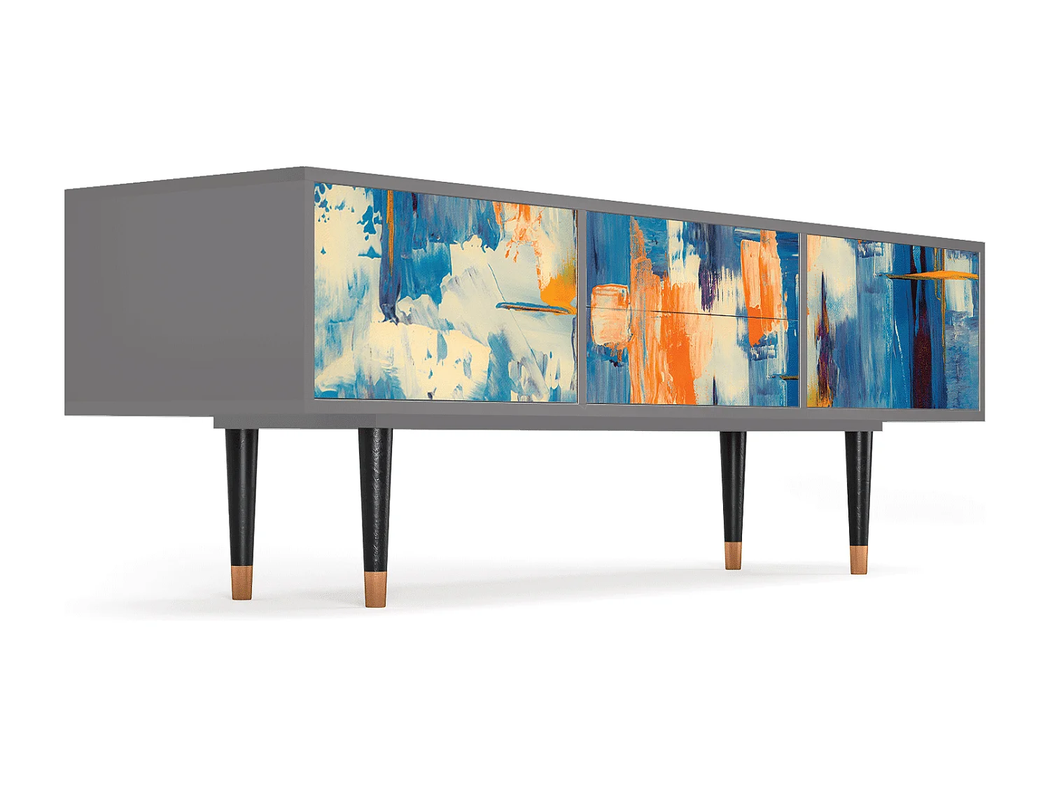 Meuble TV - 170х59х48 cm - T4 - Abstract Expressionism, Gris