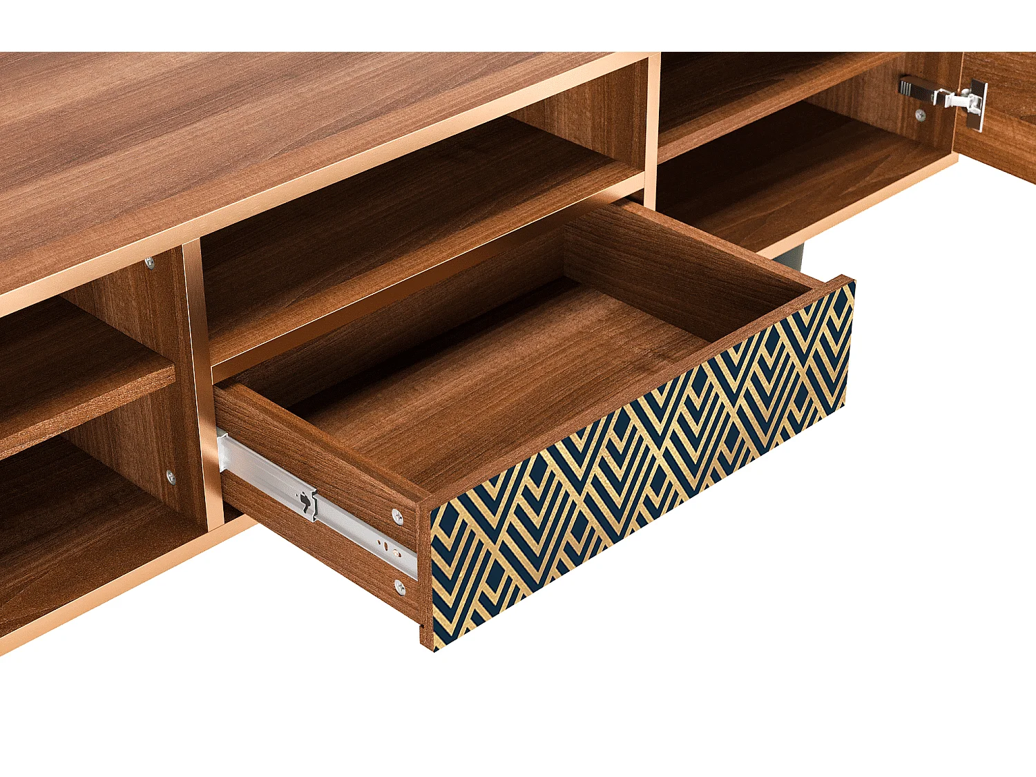 Mueble de TV - 170х59х41 cm - T6 - Egypt Triangles, Nogal