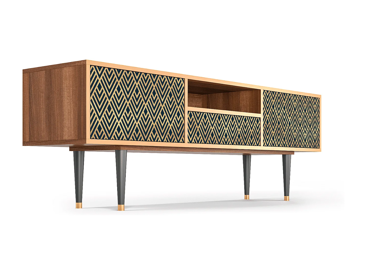 TV-Möbel - 170х59х41 cm - T6 - Egypt Triangles, Walnuss