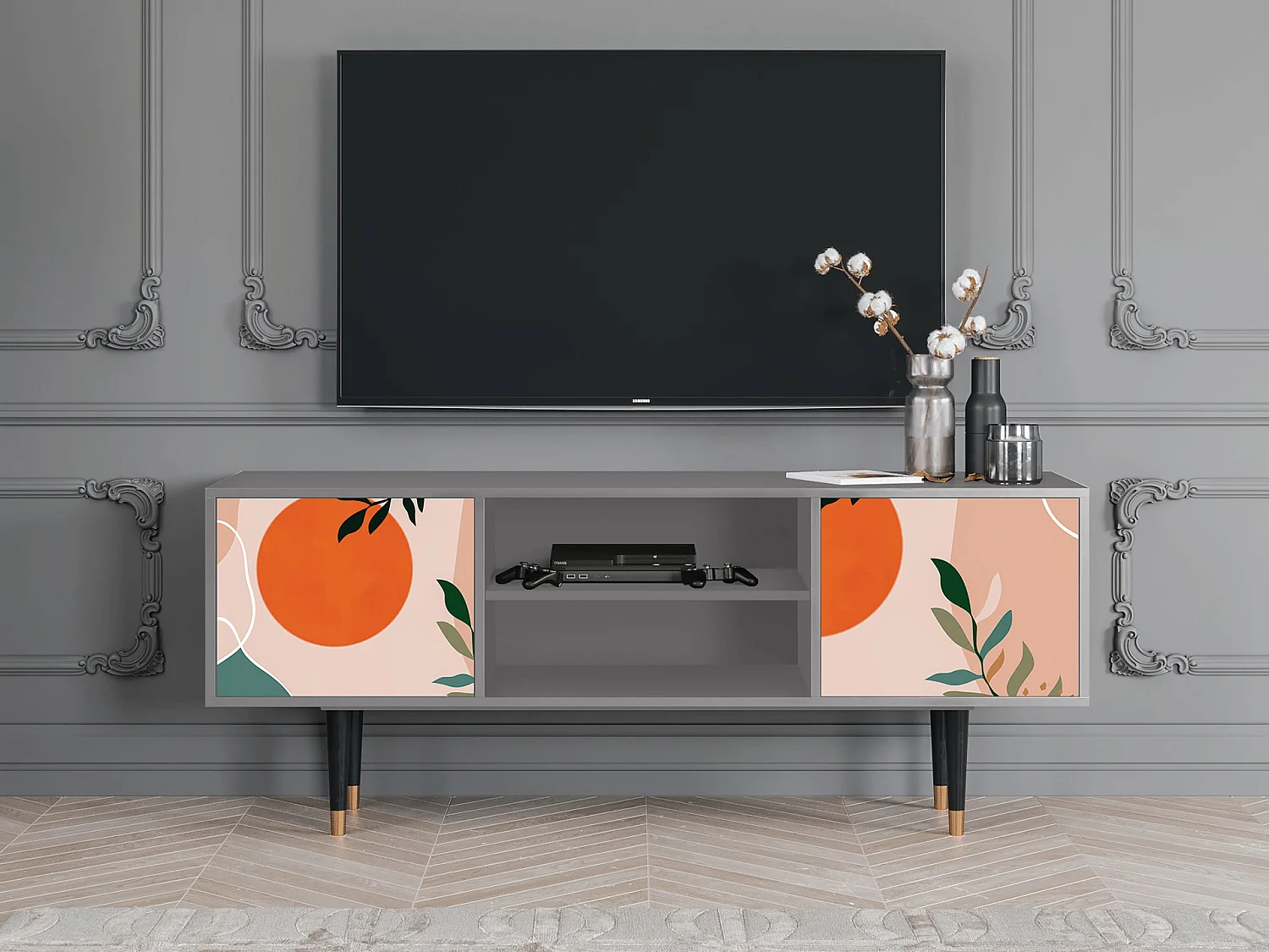 Szafka RTV - 170х69х48 cm - T2 - Artwork, Szary