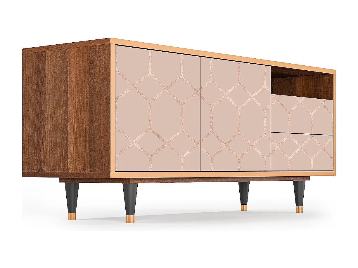 Szafka RTV - 125х56х41 cm - T7 - Rose Honeycomb, Orzech