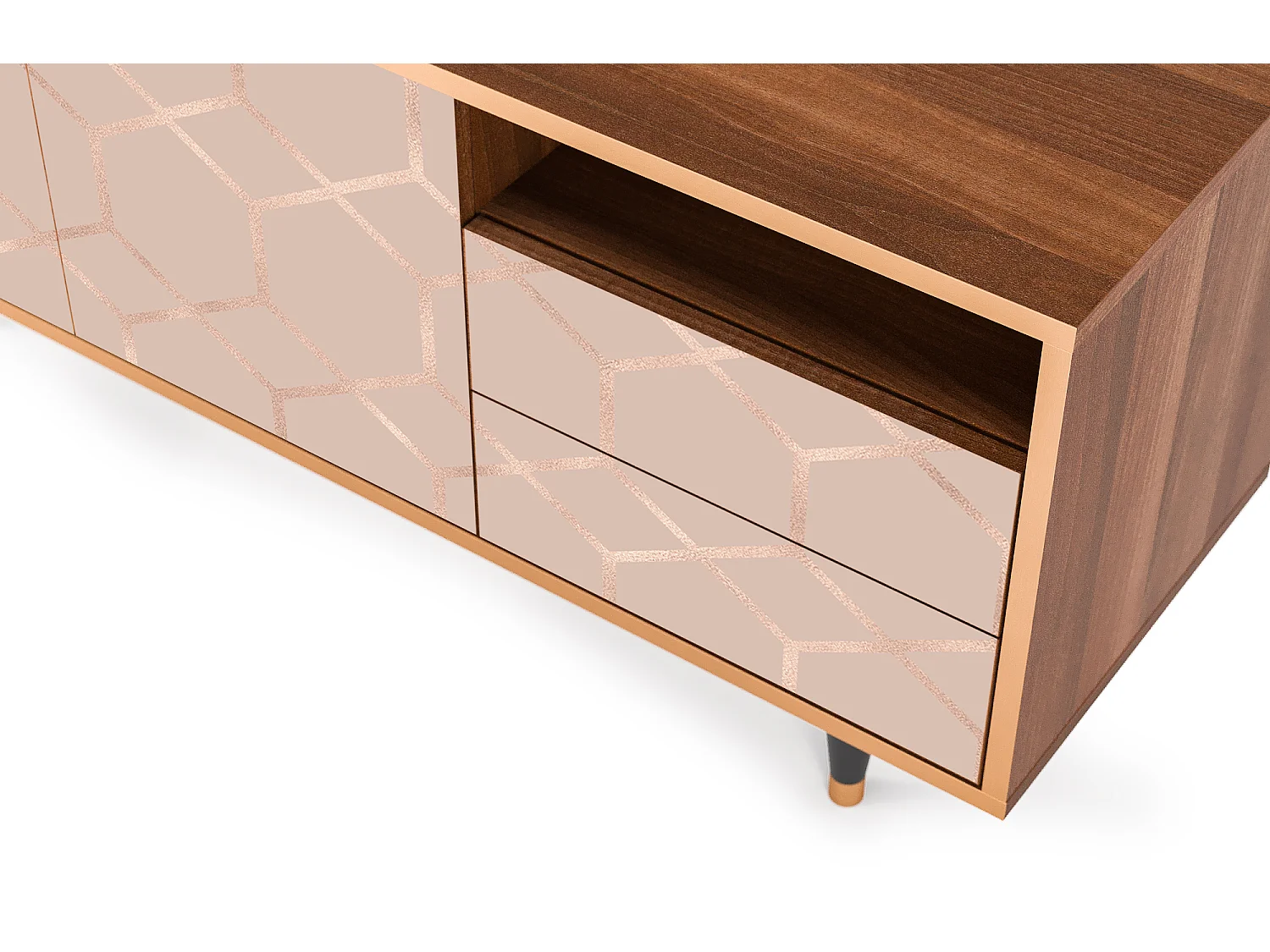 Szafka RTV - 125х56х41 cm - T7 - Rose Honeycomb, Orzech