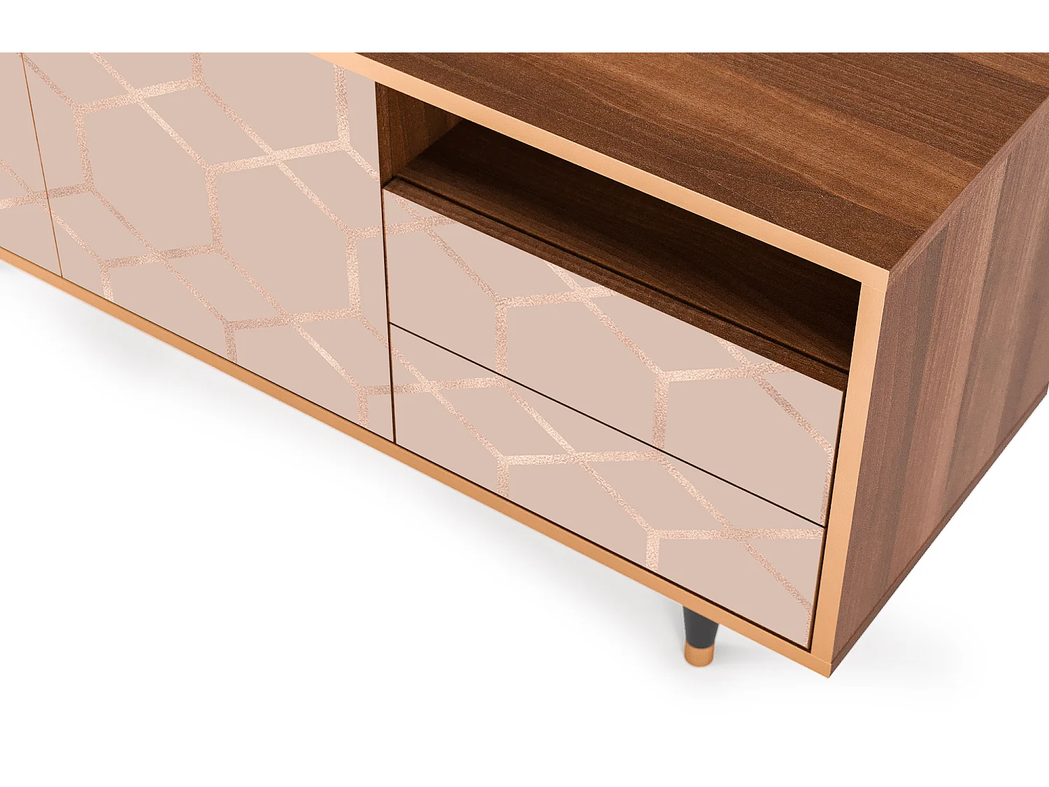 Mobile TV - 125х56х41 cm - T7 - Rose Honeycomb, Noce